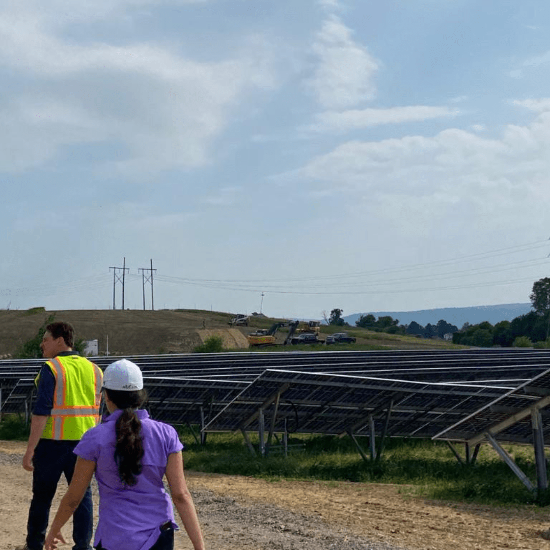 ClearPath Energy team on site walk of community solar farm